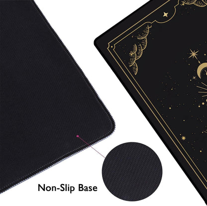 Moon Phases Desk Mat • Lunar Cycle & Starry Night with Extended Mouse Pad